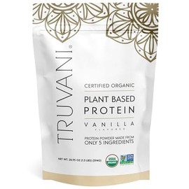 TRUVANI  Polvo de proteína a base de plantas  Proteína orgánica certificada USDA en polvo, vegano, sin OMG, sin gluten                                