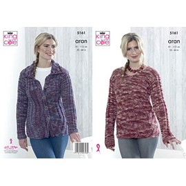 King Cole Ladies Aran Knitting Pattern Womens Ribbed Sweater & Cardigan (5161)