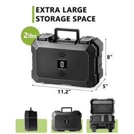 OZCHIN Black Storage Box Resistant Storage Container, Large Airtight Storage Box with Storage Jar, Tray – Waterproof & Durable Smell Proof Container for Travel & Home, Great Gift for Friends