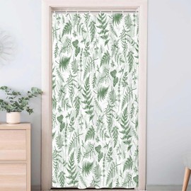JAWO - Cortina de ducha de color verde y blanco, diseño de flores verdes salvia, mariposas, para baño, estilo clásico, retro, estética, bohemio, botánica, hojas florales, turquesa, verde azulado,