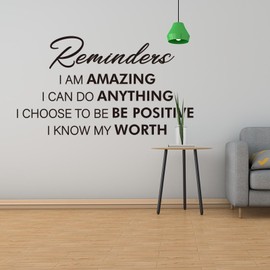 PLIGREAT 2 Sheets Inspirational Quotes Wall Decals, Reminders I Konw My Worth Wall Stickers Vinyl Wall Art Decor for Bedroom Living Room Office School Classroom Decoration Sticker