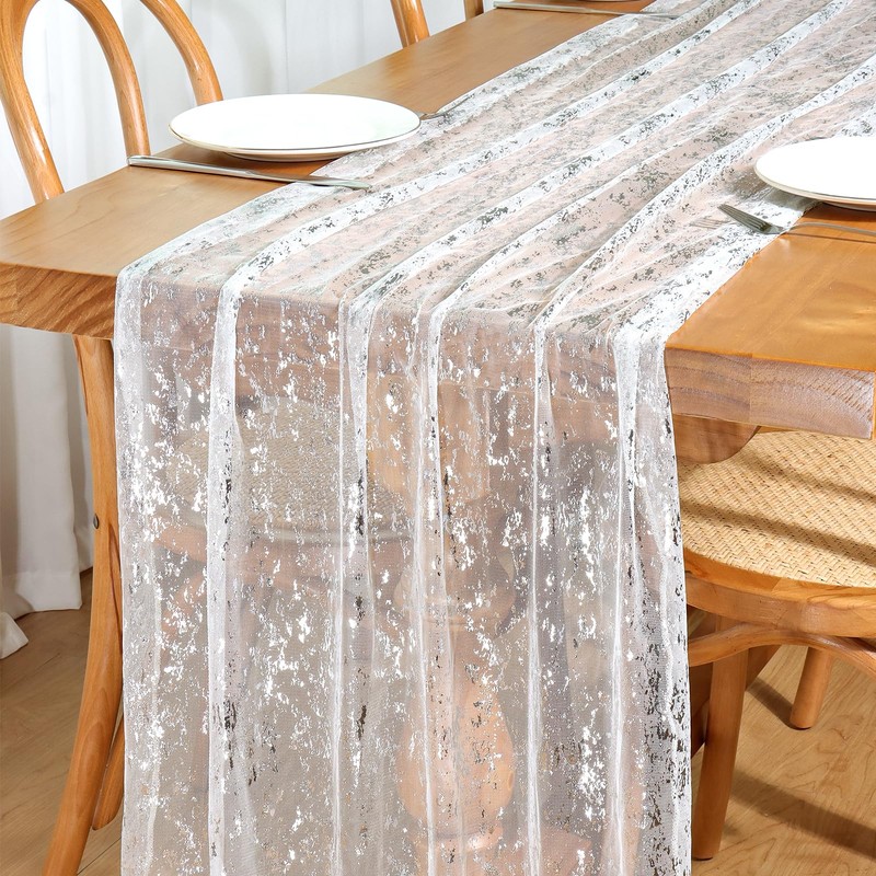 LOMOHOO 2 x Silver Table Runners, 70 x 300 cm
