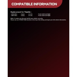 AUTOSITY Front Complete Struts with Coil Spring Shocks Absorber Replacement for Camry 2007-2011 2.4L 172307 172308