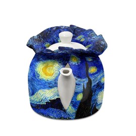 Xoenoiee Van Gogh Starry Night Polyester Canvas Tea Cosy with Cotton Filling 15.5 x 17.5 cm Teapot Cover