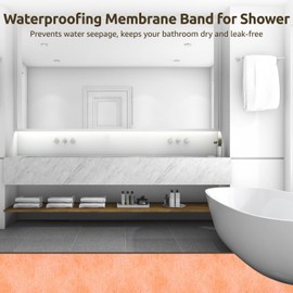 Waterproofing Membrane Band for Shower, 118 Ft Bathroom Waterproof Tape, 5 in Width Non-Woven Fabric Underlayment Band Strip for Tub, Toilet, Kitchen, Pool, Laundry Room