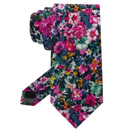 LJBFNN Floral Ties for Men 2.56 Colorful Skinny tie Cotton Neckties for Wedding Graduation (Romantic Bloom Ripples)