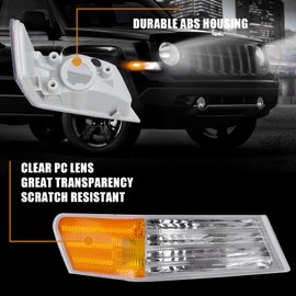nifeida Front Turn Signal Side Marker Lamp Replacement for Jeep Patriot 2007 2008 2009 2010 2011 2013 2014 2015 2016 Front Right Passenger Side Incandescent Clear Lens Parking Light