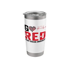 Wear Red Day Go Red Heart Disease Awareness Hearth Red Stainless Steel Insulated Tumbler