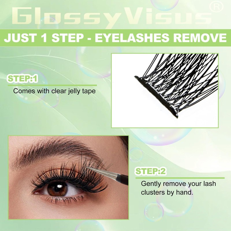 GlossyVisus Self Adhesive Eyelashes Kit with 48 Pcs Press On