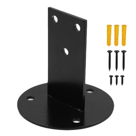 Enwye 2 Pcs Straight Stainless Steel Stair Handrail Bracket Wall Mounted Black Metal Railing Wood Handrail Flat Base Holder For Indoor Outdoor Use