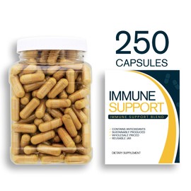 Bulk Buy Immune Support - 250 CT Blend of Antioxidants and Immunity Herbs in a Clear Square Grip Jar