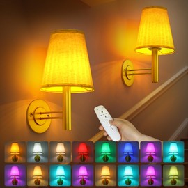 Jantolumi Rechargeable Wall Sconces Gold with Remote Control, 5200mAh Battery Operated Wall Lights, Wireless 16 Colors Timer & Dimmable Battery Wall Lamp for Bedroom, Living Room, Hallway