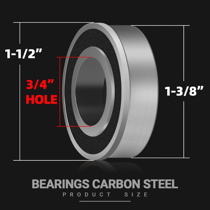 (4-Pack) 3/4" Bearings Carbon Steel - ID 3/4" x OD