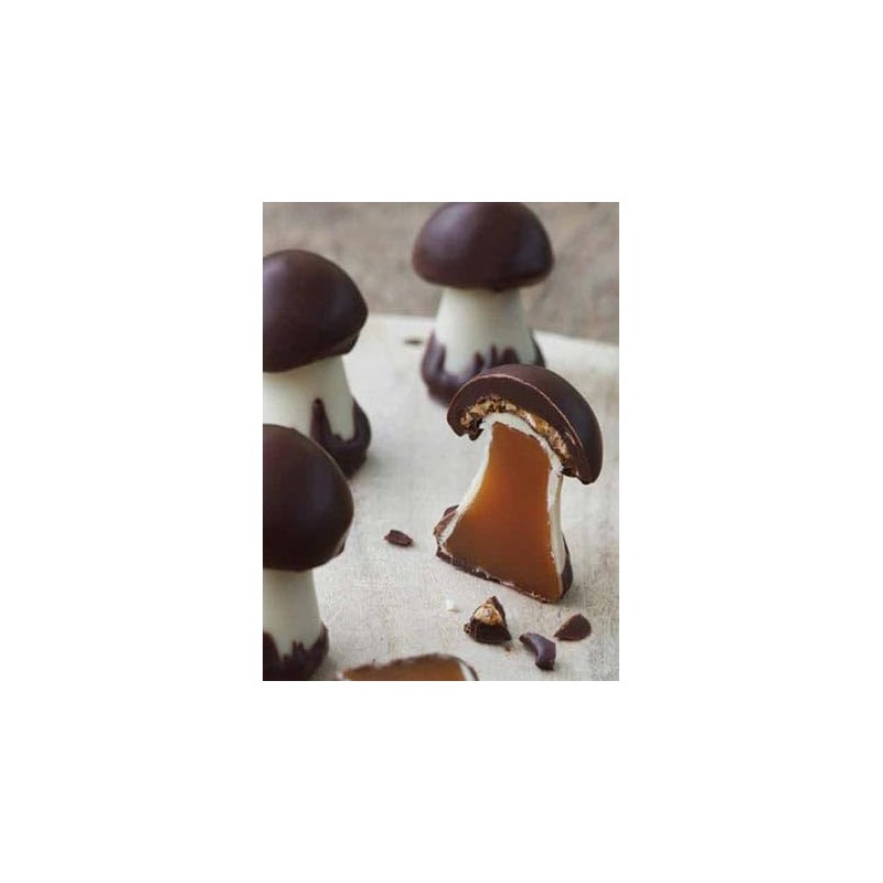 Cluizel Champignon Chocolate Mushrooms, 7 Count, Caramel and Nougatine Filled
