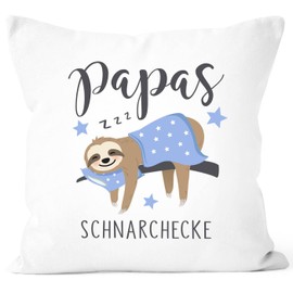 SpecialMe® Cushion Cover Dad Snoring Corner Sloth Gift Funny Father's Day Birthday Christmas White 40 cm x 40 cm