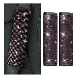 GLSOWEE 2PCS Bling Car Seat Belt Shoulder Pads, Bling Rhinestones Seat Belt Covers for Women, Car Seatbelt Strap Pad with Crystal Diamond, Car Interior Accessories for Car SUV (Pinnk Diamond)