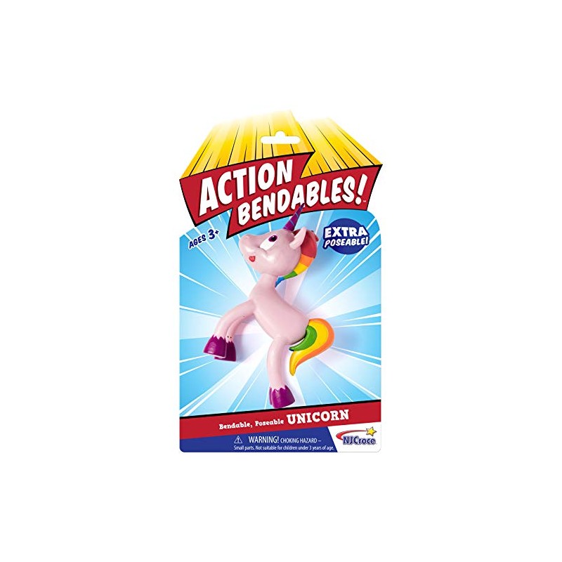 NJ Croce Bendables Unicorn Action Figure, 4"