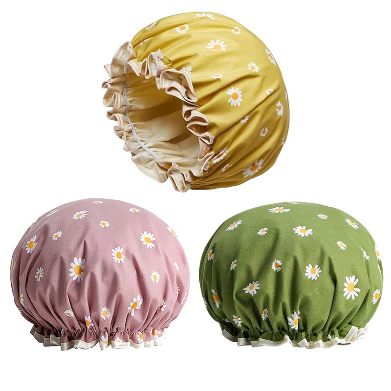 3 Piezas - Gorras para Baño, Reutilizable Gorros para Regadera,