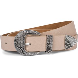 styleBREAKER 03010107 Women's Belt Plain Colours with Rhinestones Decorated Clasp Can Be Shortened, beige