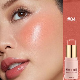 Multi-use Blush Stick, Monochromatic Face Beauty Wand for Cheek, Eyeshadow and Lip, Longwear Waterproof Matte Finish Cream Blush Makeup Stick with Brush for Women, 0.28oz (Coral Pink #04)