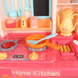 Premium Well Built Easy to Assemble 65 Pcs Toy Kitchen Cooking Set with Pots Pans Utensils Cleaning Water and More for Kids, Toddlers, Boys and Girls