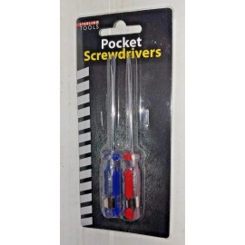 STERLING TOOLS POCKET SCREWDRIVERS SET OF FLAT & PHILLIPS 5"_NEW. FREE SHIPPING