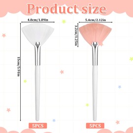 10 PCS Facial Fan Brush, Soft Facial Brushes for Esthetician Makeup, Multipurpose Fan Brush for Makeup Cosmetic, Eyeshadow, Peel Mud Cream(White, Pink)