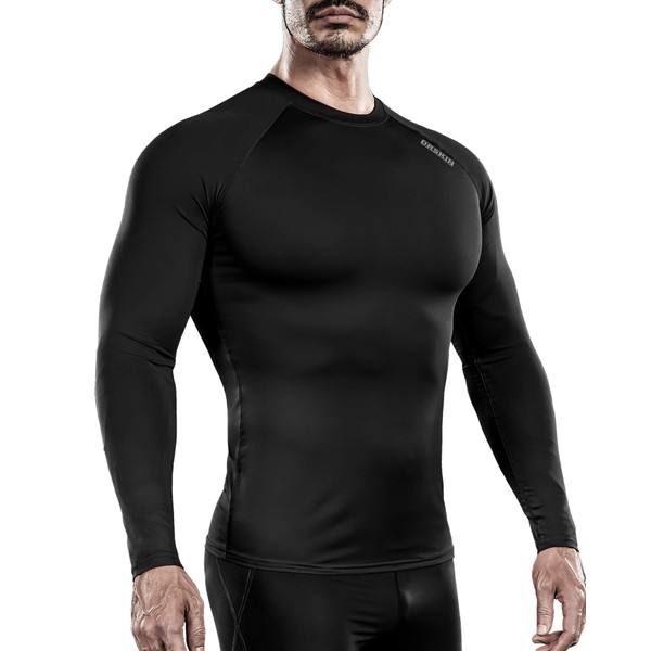 DRSKIN Men's Long Sleeve Compression Shirts Top Sports Workout Athletic