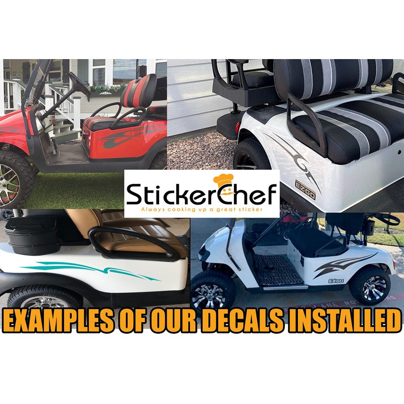 Golf Cart Decals, Palm Tree Sunset Design, Hood and Side