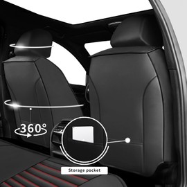 FQFZYMX Seat Covers for Subaru Outback 2010-2023 2024 2025: Car Seat Covers Full Set 5 Seats Waterproof Faux Leather Car Seat Cushion (Black+Red)