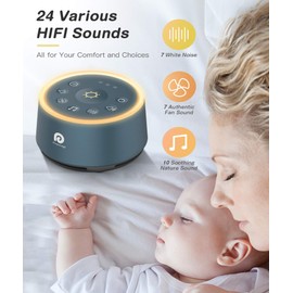 Dreamegg White Noise Machine, D1 Blue Sleep Sound Machine with Night Light for Baby Kid Adult, 24 Natural Sounds Therapy, Continuous or Timer, Sound Machine for Sleeping Nursery Travel Gift
