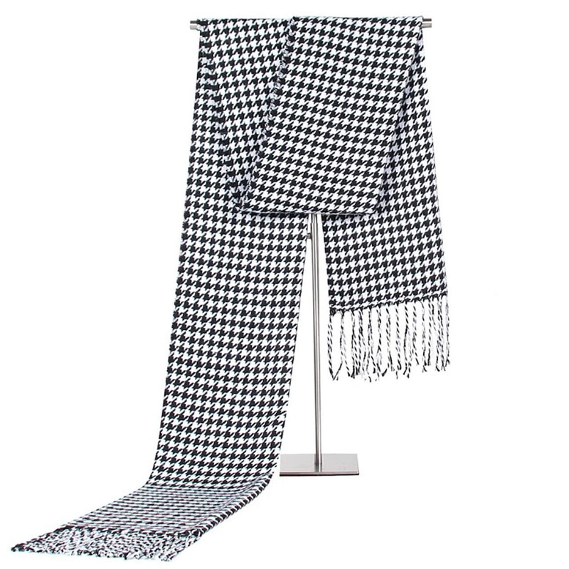 CHROME CRANE MF002 Scarf, Houndstooth Pattern, Knit, Cold Protection, Casual