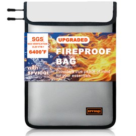 6400°F Fireproof Document Bag, Upgraded Fireproof Money Bag for Cash w. Zipper/Reflective Strip, Double Pouch,18Layers of Heat Insulated Materials, Water Resistant Fire proof envelope for Documents