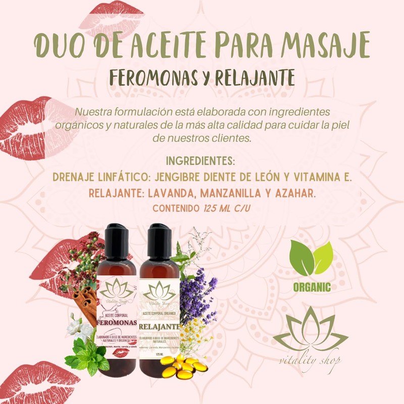 Dúo De Aceites Orgánicos Para Masaje Corporal Con Vitamina E