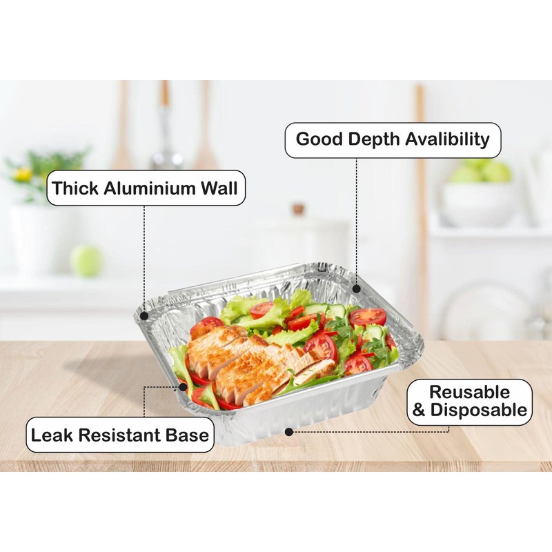 M1SS 25Pcs x 450ML No.2 Aluminium Foil Tray with Lids
