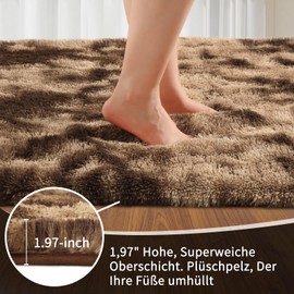 Sour Lemon Deep-Pile Rug, Brown, 120 x 160 cm, Washable, Non-Slip, Extra-Large, Fluffy, Modern Rug, Mat, Rug for Living Room, Bedroom, Children’s Room