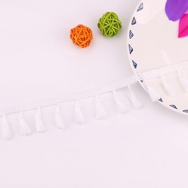 5 Yards Tassel Lace Trim Fringe Tassel Sewing Trimming Lace for DIY Latin Dress Stage Clothes Accessories Lace Ribbon (White)