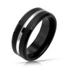 Simple Black Silver Two Tone Center Couples Titanium Wedding Band