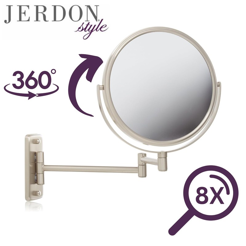JERDON 8-Inch Two-Sided Swivel Wall Mount Mirror - Makeup Mirror