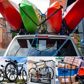 Hejo Pack of 6 Short Tie Down Straps 1 m Adjustable Lashing Straps with Clamping Lock for Motorcycle, Luggage Packages, Camping (Black)