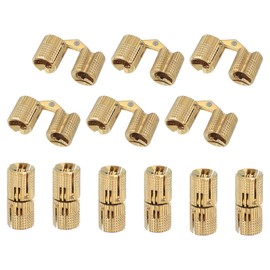 sourcing map Brass Hidden Cylinder Hinges 12 mm Invisible Concealed Cylindrical Hinge 180 Degree Folding Support Small Hinge for DIY Crafts Jewelry Boxes Wooden Box Pack of 12