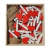 LWR Craft Wooden Mini White Red Heart with Clothespins 48pcs