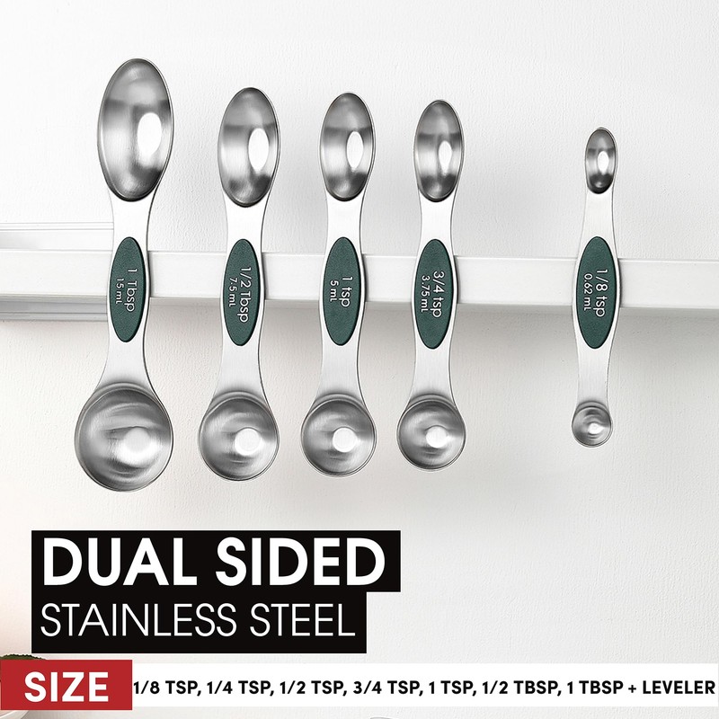 Spring Chef Magnetic Measuring Spoons Set, Dual Sided, Stainless Steel,