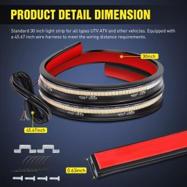 Nilight 30 Inch UTV Tailgate Light Strip 204 LED Red Running Brake Light