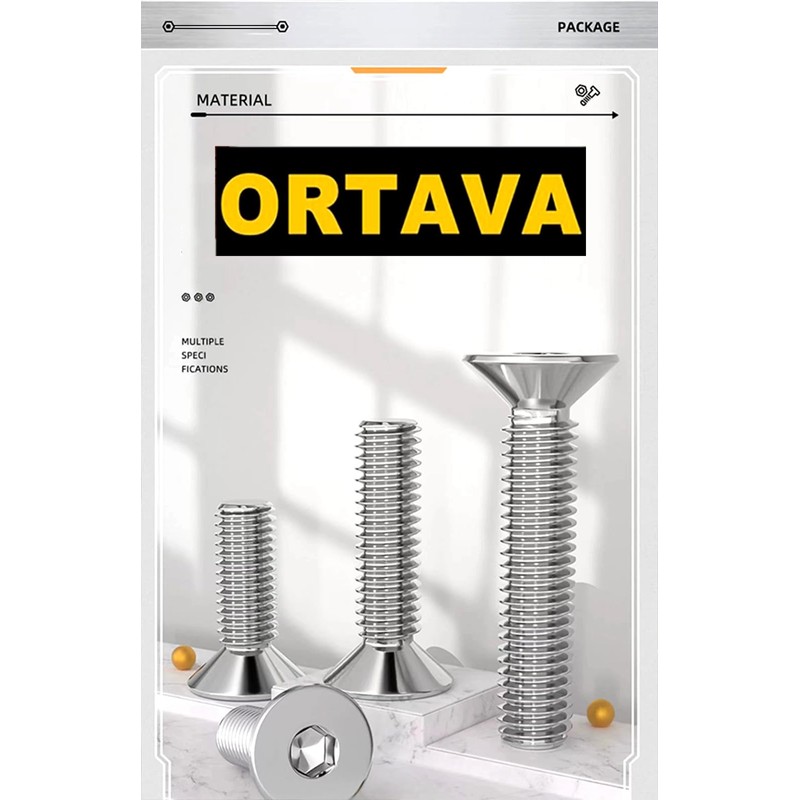 ORTAVA Pack of 20 M5 x 12 Countersunk Screws Flat