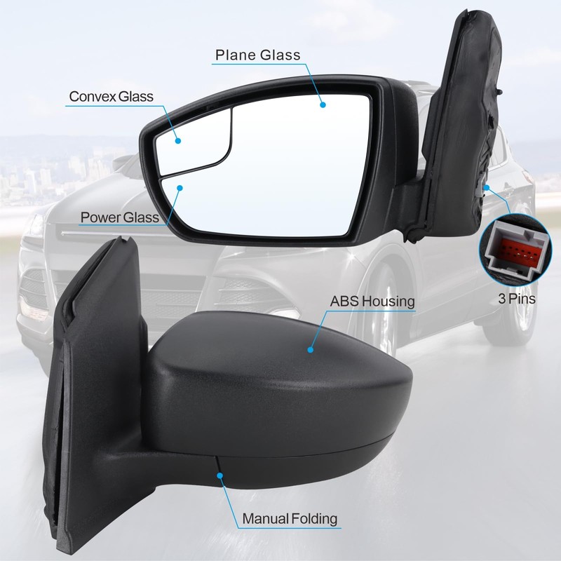 Left Driver Side Mirror Compatible With 2013 2014 2015 2016