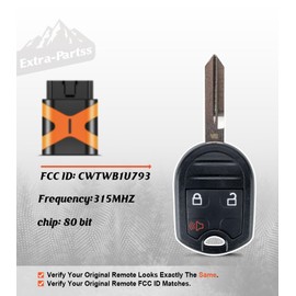 Extra-Partss Simple Key for Ford F-Series CWTWB1U793 fits 2011 2012 2013 2014 F-150 F150 3 Buttons