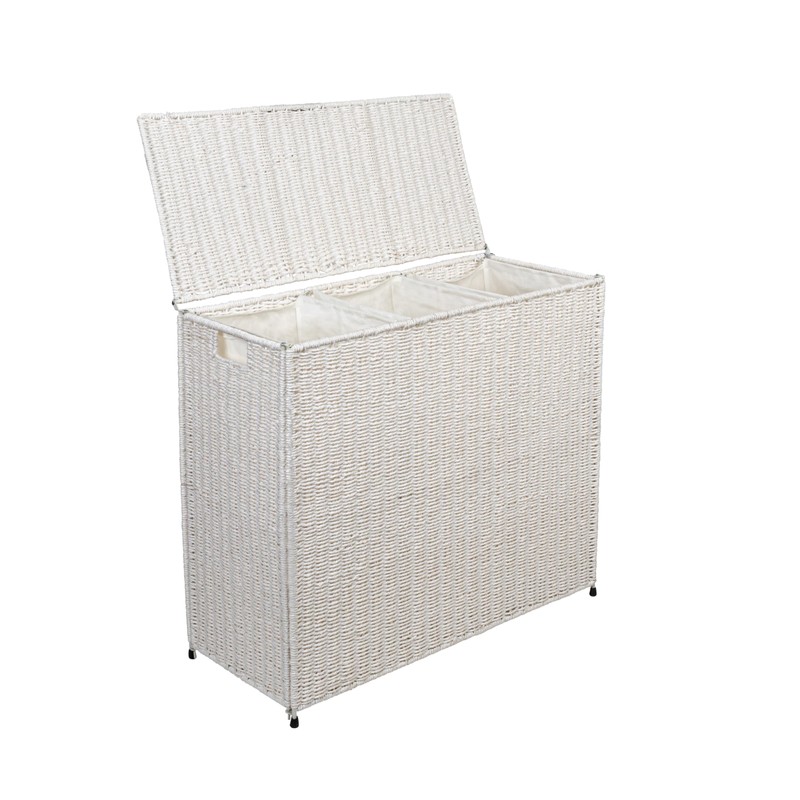 Household Essentials 3 Compartment Laundry Sorter, Wicker Laundry Sorter