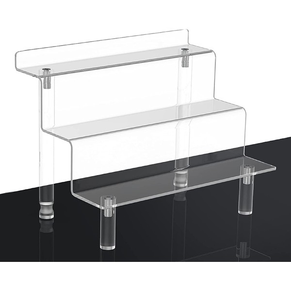 Acrylic Display Stand, 3-Tier Clear Acrylic Display Risers, Transparent Acrylic Stand Riser Shelf, Jewellery Display Riser Shelf Showcase, Display Decorative Stairs, for Figures, Cupcake, Organiser