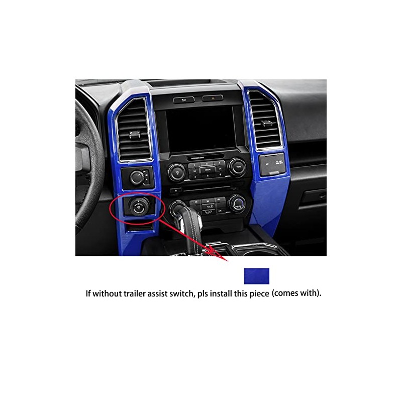 Keptrim for F150 Blue Central Console Air Conditioner Panel Trim